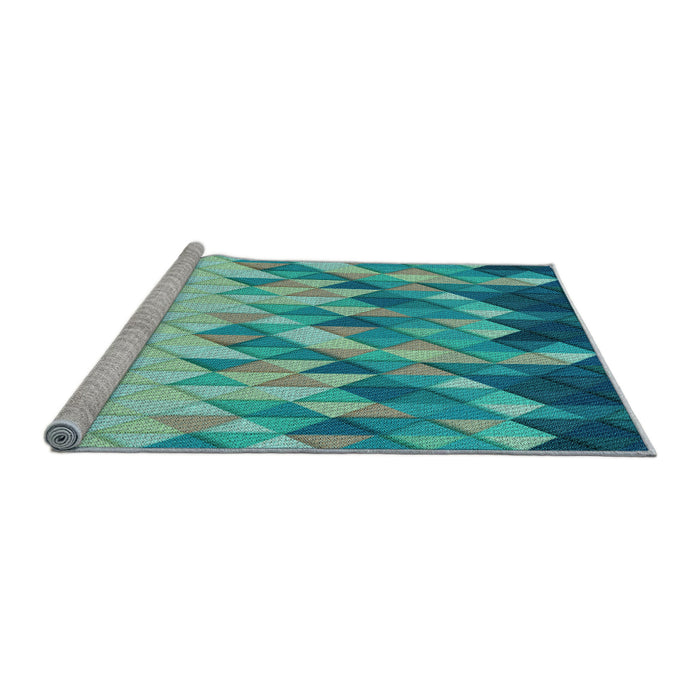 Sideview of Machine Washable Transitional Light Sea Green Rug, wshpat448lblu