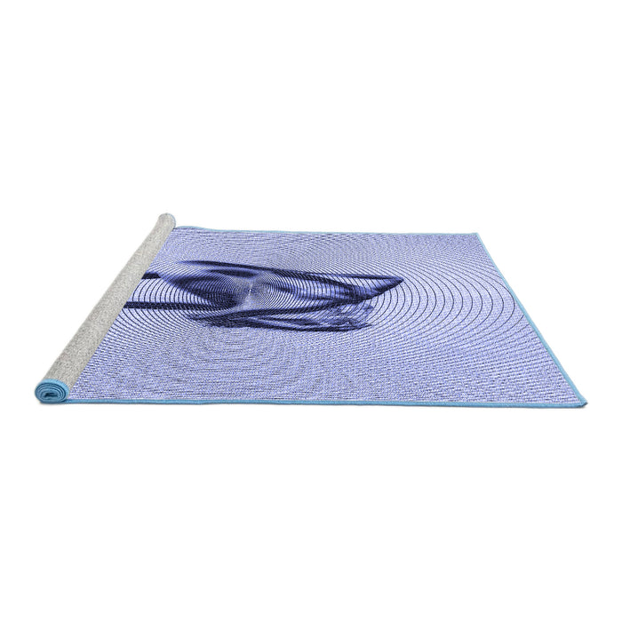 Sideview of Machine Washable Transitional Blue Rug, wshpat449blu