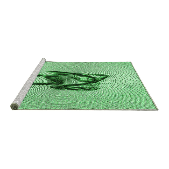 Sideview of Machine Washable Transitional Green Rug, wshpat449grn
