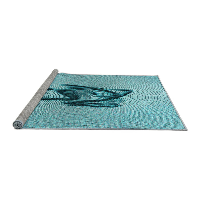 Sideview of Machine Washable Transitional Blue Ivy Blue Rug, wshpat449lblu