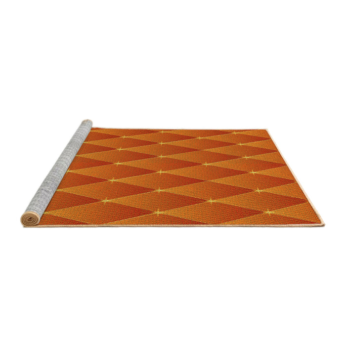 Sideview of Machine Washable Transitional Neon Orange Rug, wshpat450yw