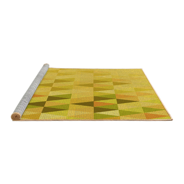Sideview of Machine Washable Transitional Yellow Rug, wshpat451yw