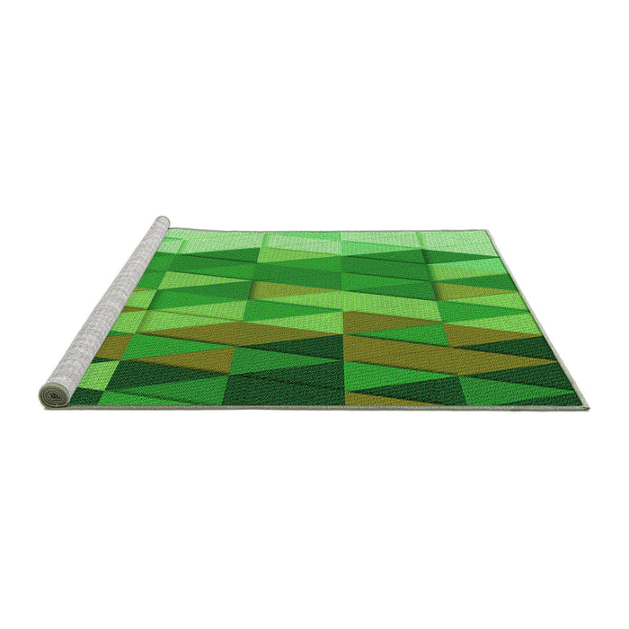 Sideview of Machine Washable Transitional Dark Lime Green Rug, wshpat452grn