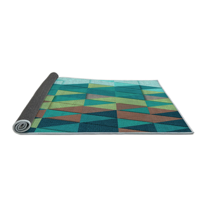 Thickness of Patterned Turquoise Green Rug, pat452lblu