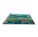 Sideview of Machine Washable Transitional Turquoise Green Rug, wshpat452lblu