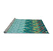 Sideview of Machine Washable Transitional Turquoise Green Rug, wshpat453lblu