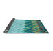 Thickness of Patterned Turquoise Green Rug, pat453lblu