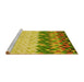 Sideview of Machine Washable Transitional Dark Yellow Green Rug, wshpat453yw