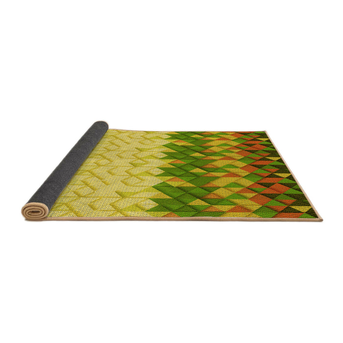 Thickness of Patterned Dark Yellow Green Rug, pat453yw