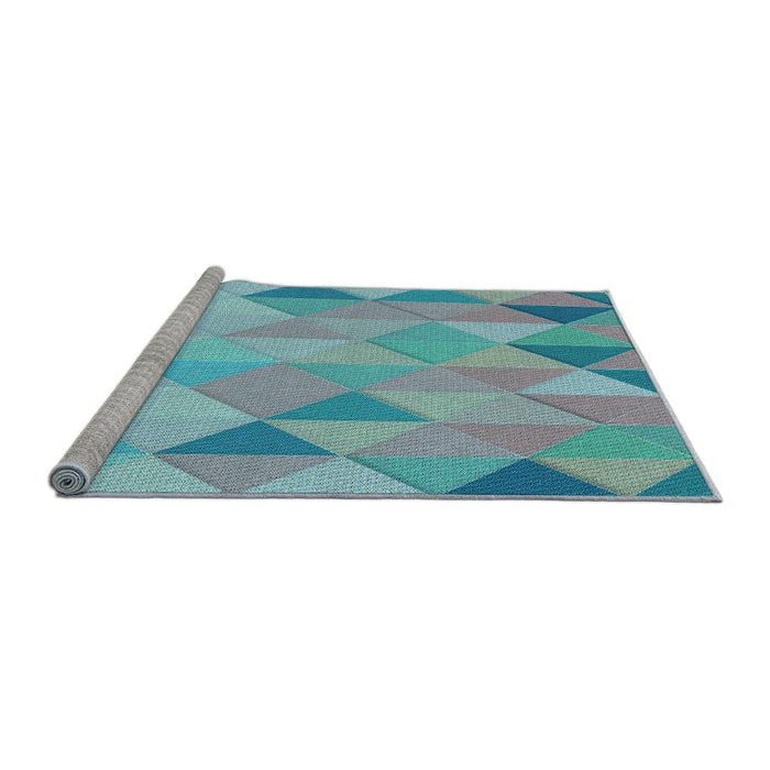 Sideview of Machine Washable Transitional Koi Blue Rug, wshpat454lblu