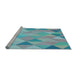 Sideview of Machine Washable Transitional Koi Blue Rug, wshpat454lblu