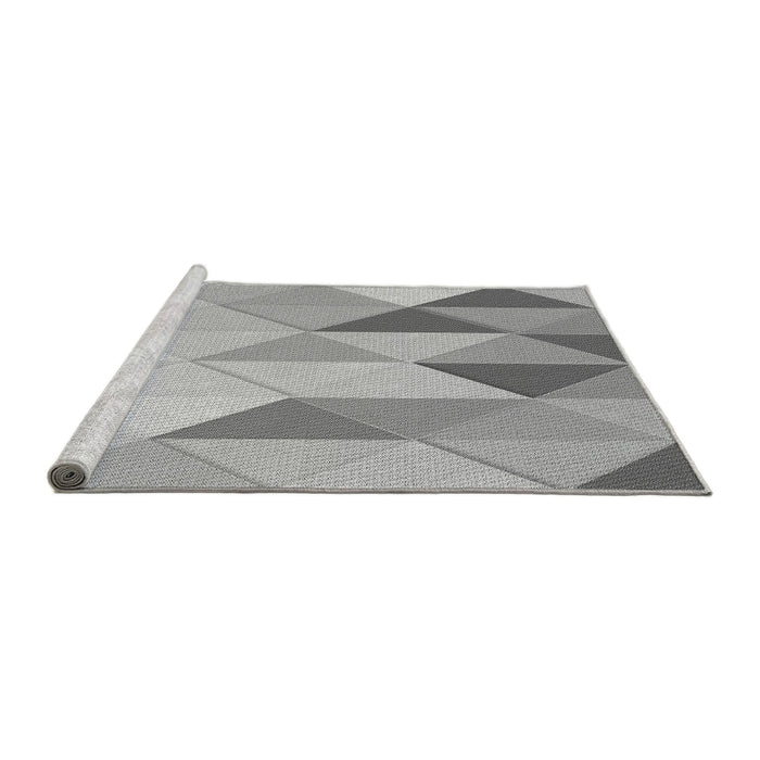 Sideview of Machine Washable Transitional Platinum Silver Gray Rug, wshpat455gry
