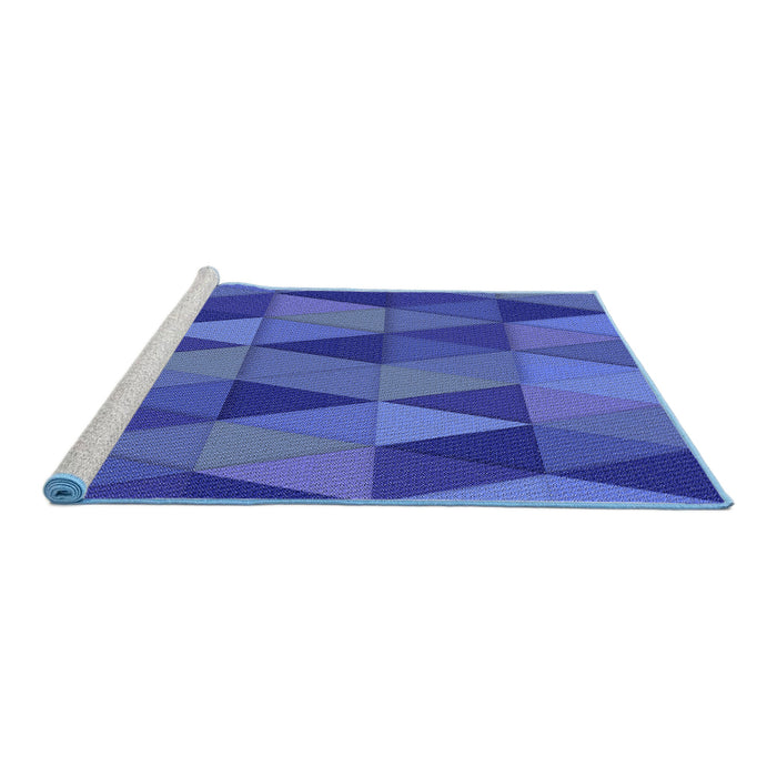 Sideview of Machine Washable Transitional Blue Orchid Blue Rug, wshpat457blu