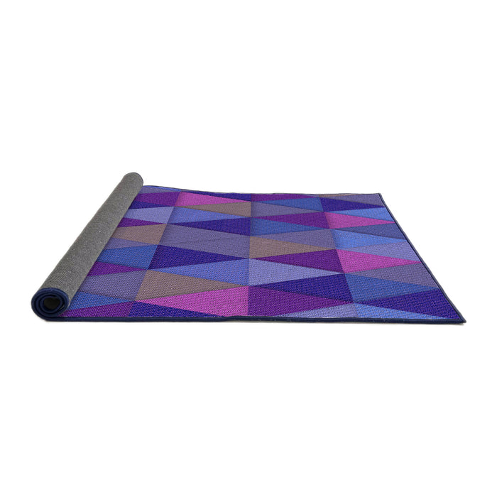 Thickness of Patterned Blue Violet Purple Rug, pat457pur