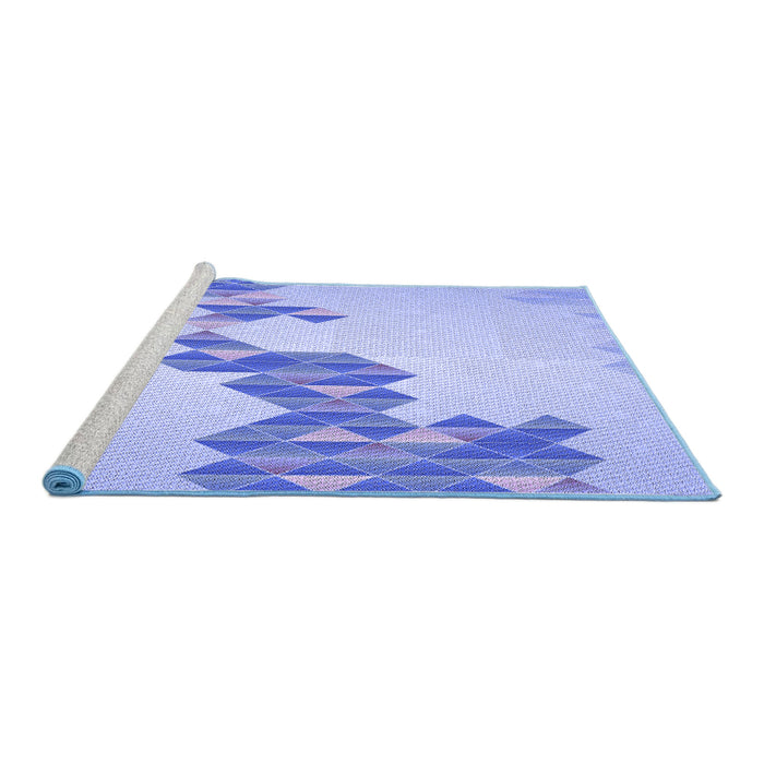 Sideview of Machine Washable Transitional Light Slate Blue Rug, wshpat459blu