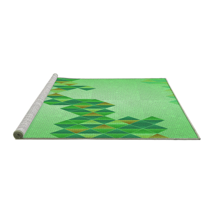 Sideview of Machine Washable Transitional Green Rug, wshpat459grn