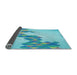 Thickness of Patterned Blue Turquoise Green Rug, pat459lblu