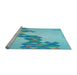 Sideview of Machine Washable Transitional Blue Turquoise Green Rug, wshpat459lblu