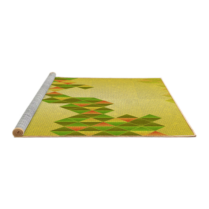 Sideview of Machine Washable Transitional Yellow Rug, wshpat459yw