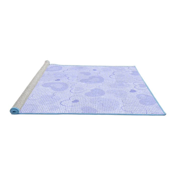 Sideview of Machine Washable Transitional Lavender Blue Rug, wshpat460blu