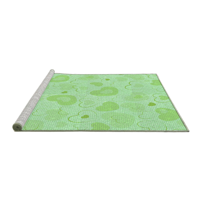 Sideview of Machine Washable Transitional Light Green Rug, wshpat460grn