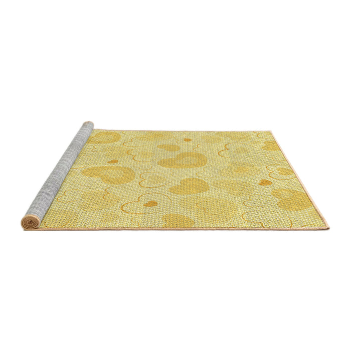 Sideview of Machine Washable Transitional Golden Brown Yellow Rug, wshpat460yw