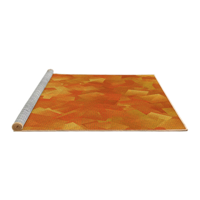 Sideview of Machine Washable Transitional Neon Orange Rug, wshpat463yw
