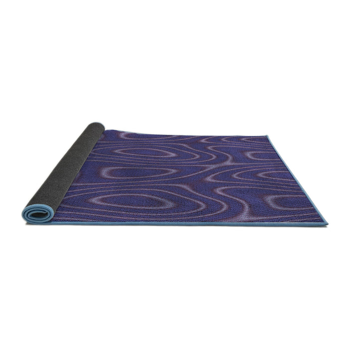 Thickness of Patterned Dark Slate Blue Purple Rug, pat466blu