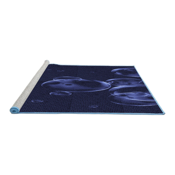 Sideview of Machine Washable Transitional Night Blue Rug, wshpat469blu
