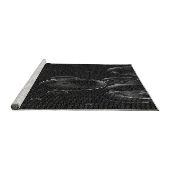 Sideview of Machine Washable Transitional Black Rug, wshpat469gry