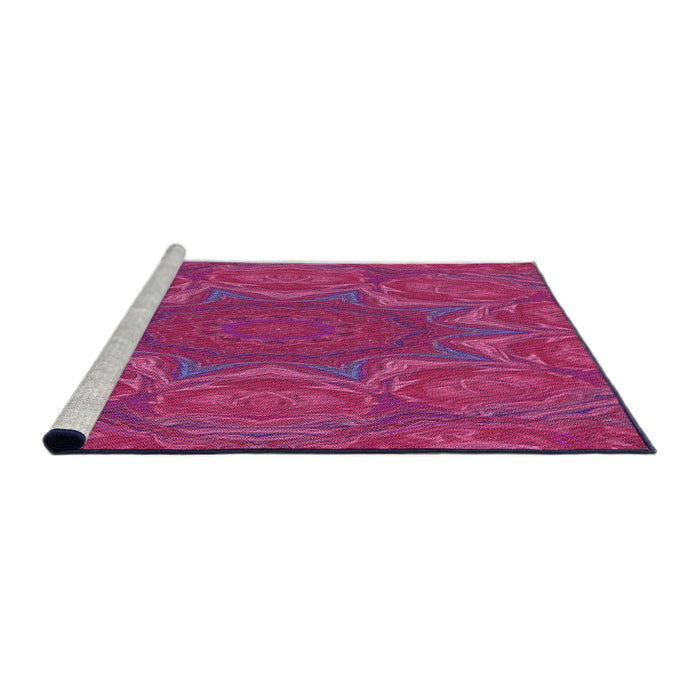 Sideview of Machine Washable Transitional Neon Pink Rug, wshpat470pur