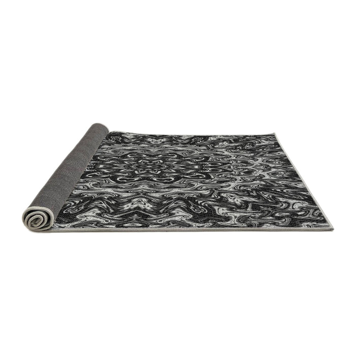 Thickness of Patterned Charcoal Black Rug, pat471gry