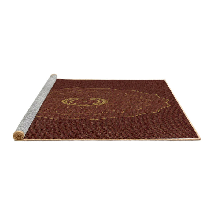 Sideview of Machine Washable Transitional Mahogany Brown Rug, wshpat472brn