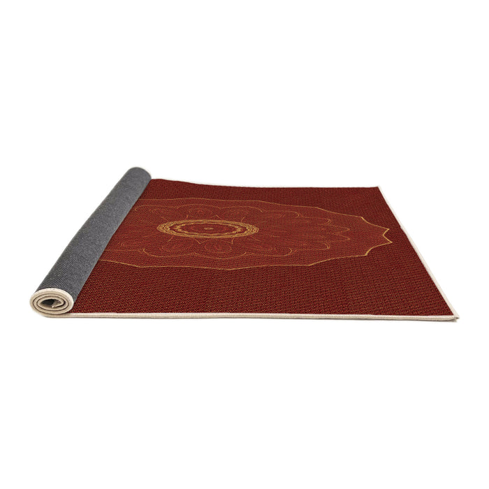 Thickness of Patterned Cranberry Red Rug, pat472org