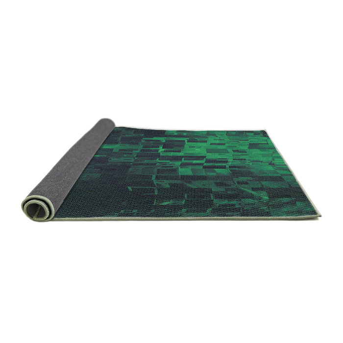 Thickness of Patterned Dark Slate Grey Green Rug, pat473grn
