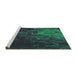 Sideview of Machine Washable Transitional Dark Slate Grey Green Rug, wshpat473grn