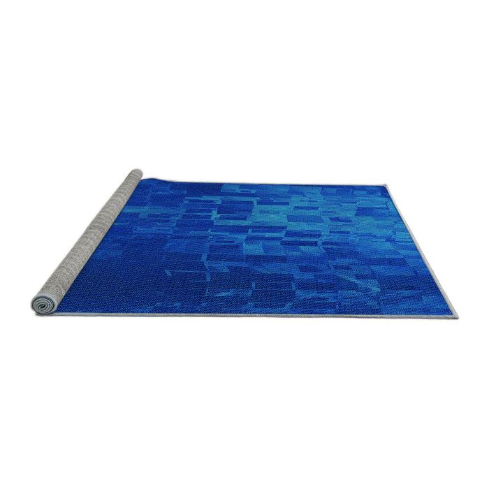 Sideview of Machine Washable Transitional Neon Blue Rug, wshpat473lblu