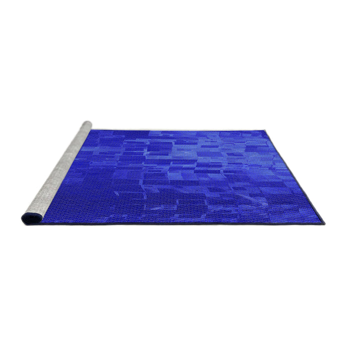 Sideview of Machine Washable Transitional Bright Blue Rug, wshpat473pur