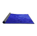 Thickness of Patterned Bright Blue Rug, pat473pur