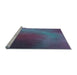 Sideview of Machine Washable Transitional Silk Blue Rug, wshpat474lblu