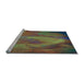 Sideview of Machine Washable Transitional Green Rug, wshpat475lblu