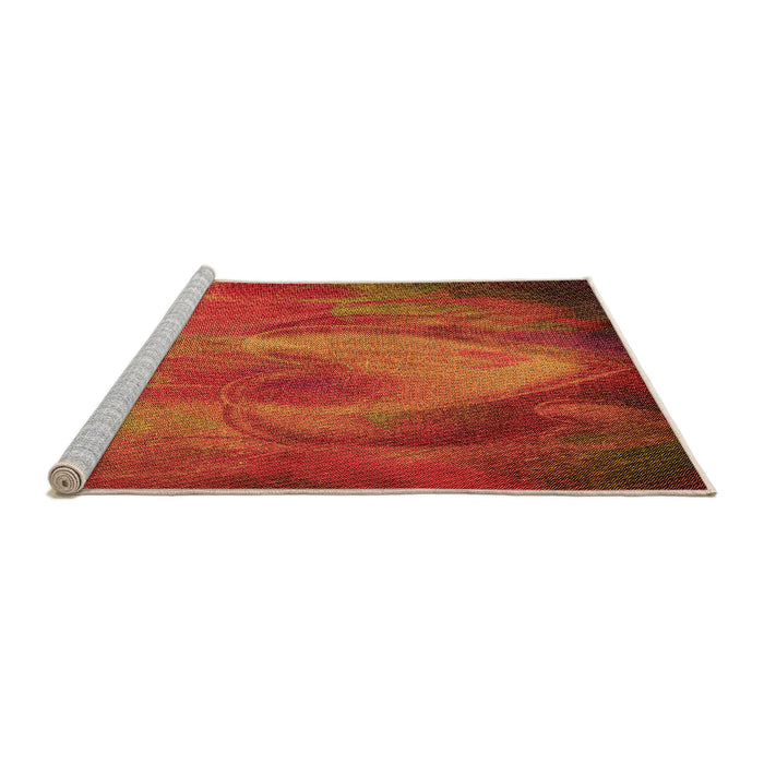 Sideview of Machine Washable Transitional Neon Orange Rug, wshpat475org