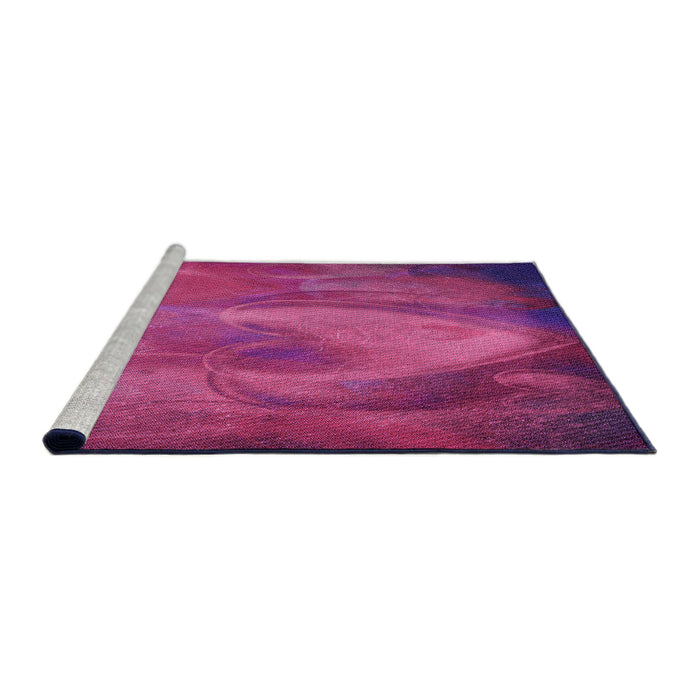 Sideview of Machine Washable Transitional Neon Pink Rug, wshpat475pur
