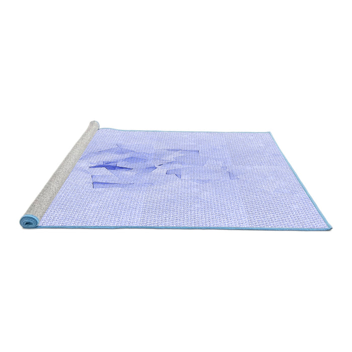 Sideview of Machine Washable Transitional Lavender Blue Rug, wshpat476blu