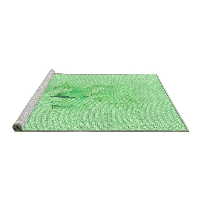 Sideview of Machine Washable Transitional Green Rug, wshpat476grn
