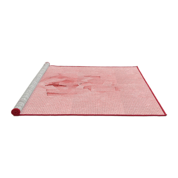 Sideview of Machine Washable Transitional Pastel Red Pink Rug, wshpat476rd