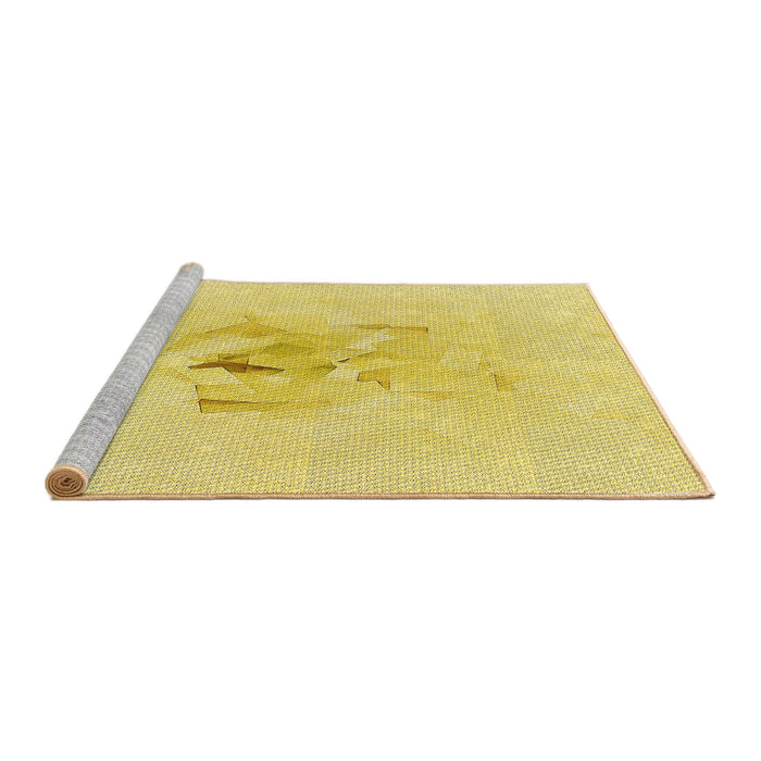 Sideview of Machine Washable Transitional Golden Brown Yellow Rug, wshpat476yw