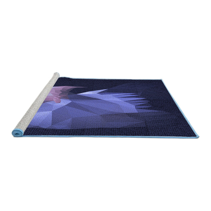Sideview of Machine Washable Transitional Night Blue Rug, wshpat477blu