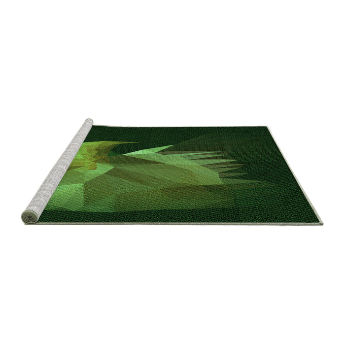 Sideview of Machine Washable Transitional Dark Lime Green Rug, wshpat477grn