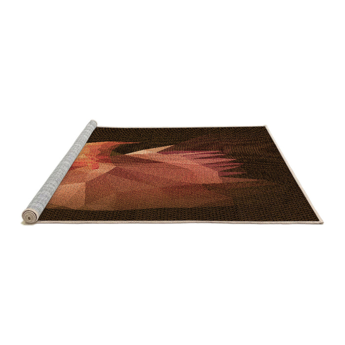 Sideview of Machine Washable Transitional Mahogany Brown Rug, wshpat477org